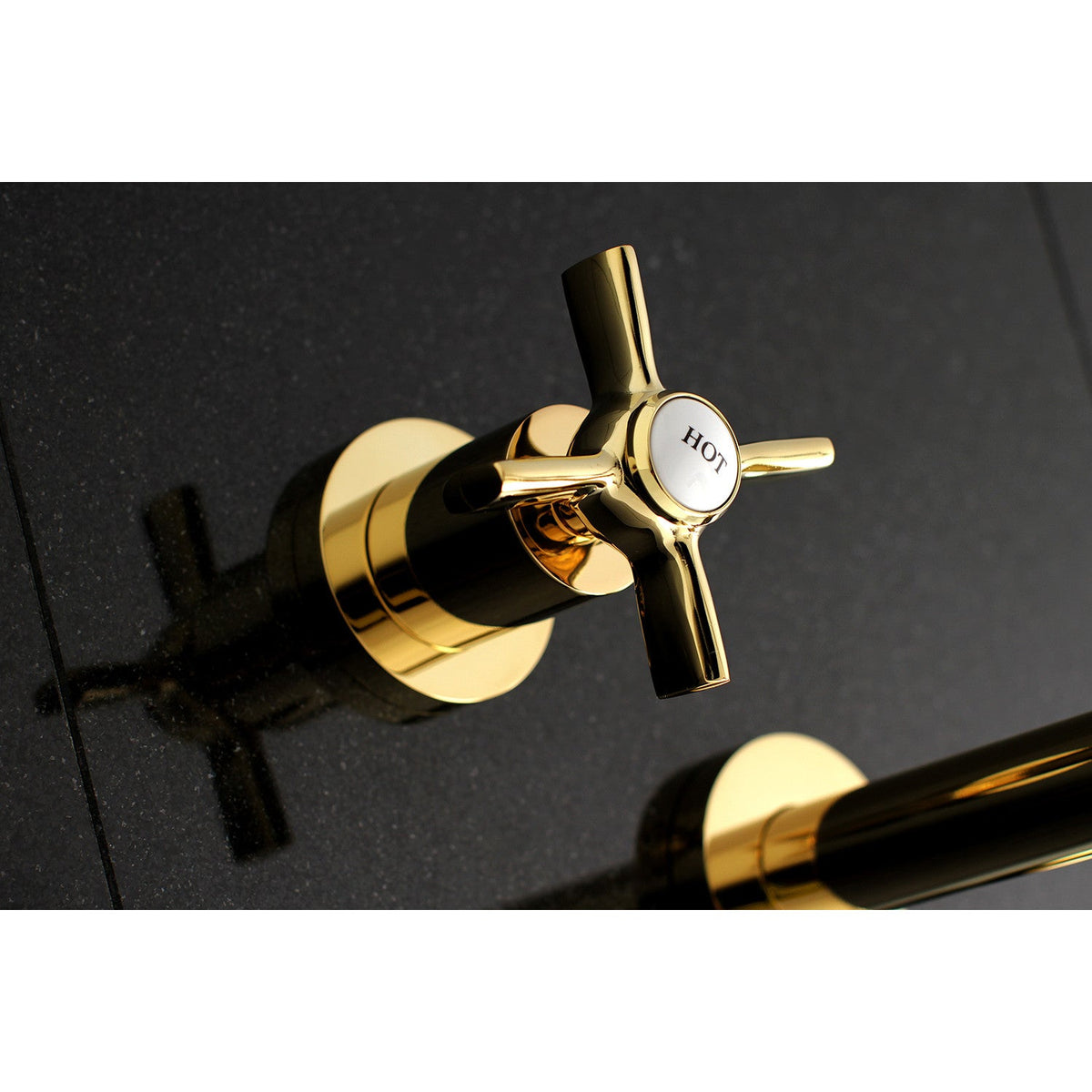 Millennium Two-Handle Wall Mount Roman Tub Faucet in Polished Brass