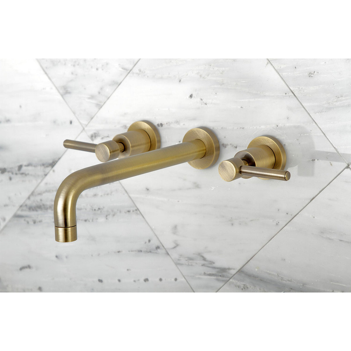 Concord Two-Handle Wall Mount Roman Tub Faucet in Antique Brass