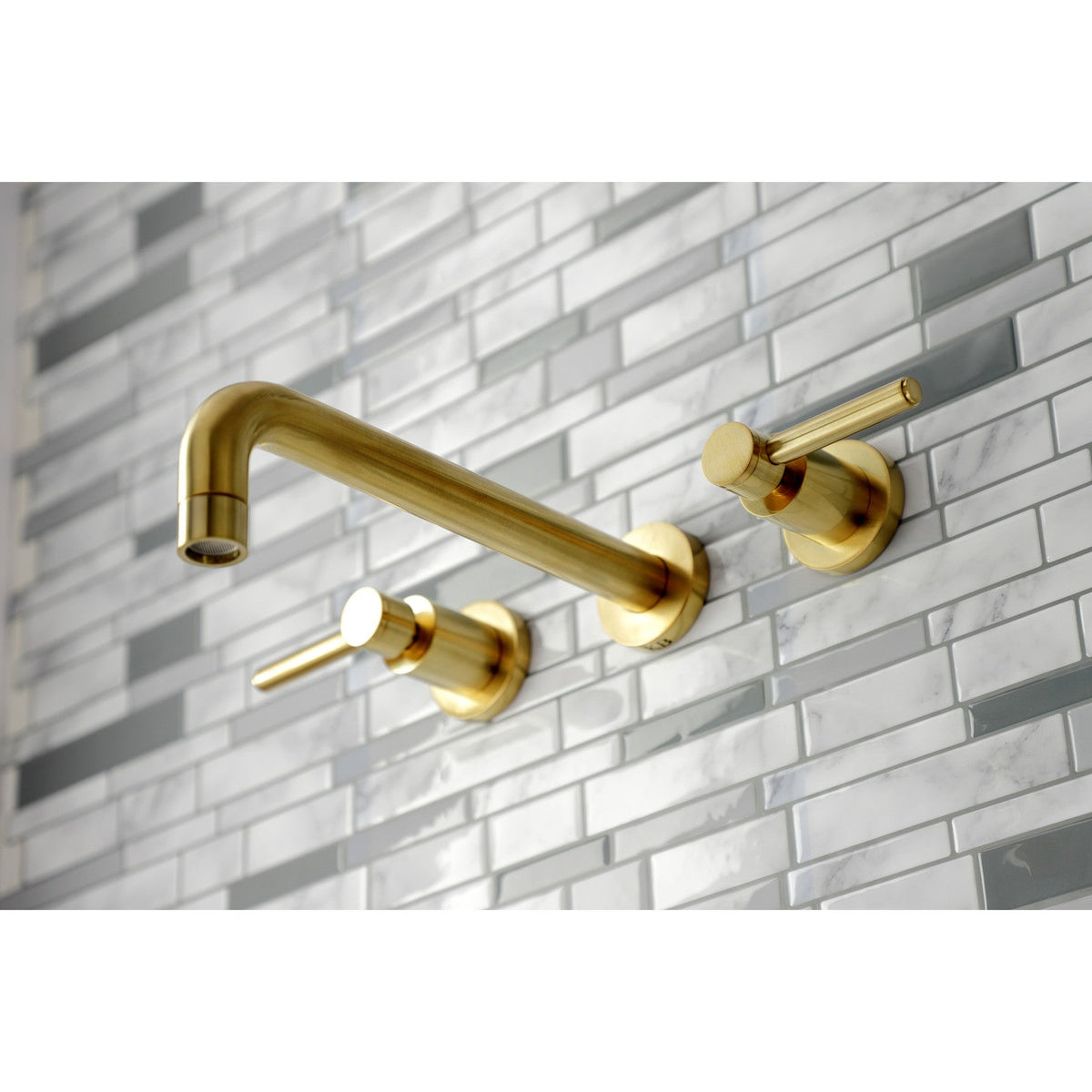 Concord Two-Handle Wall Mount Roman Tub Faucet in Brushed Brass