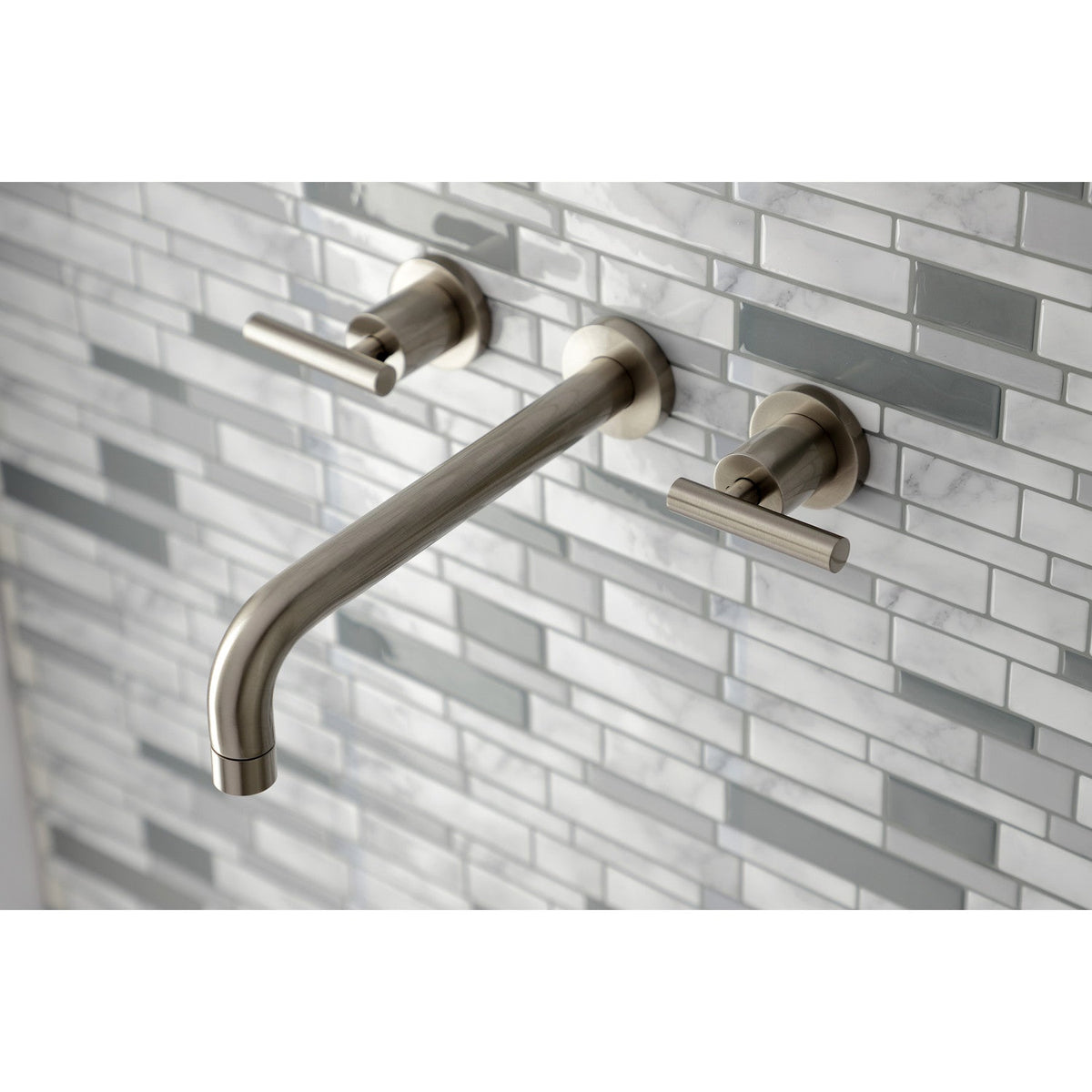 Manhattan Two-Handle Wall Mount Roman Tub Faucet in Brushed Nickel