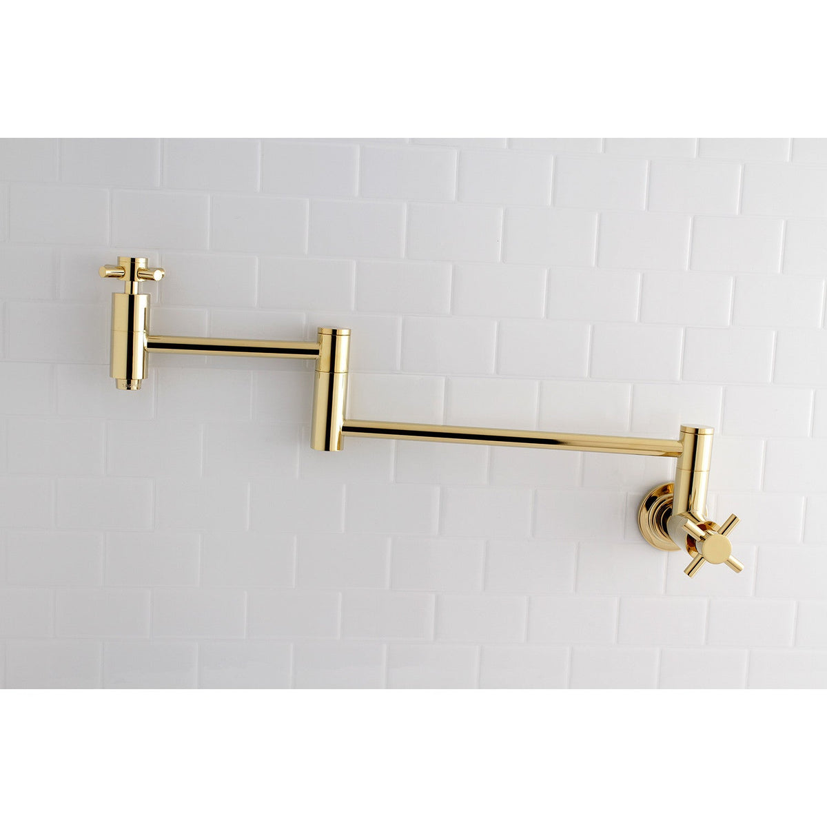 Concord Wall Mount Pot Filler Faucet in Polished Brass