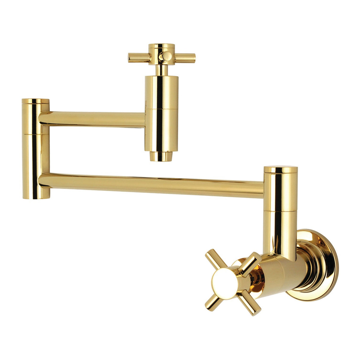 Concord Wall Mount Pot Filler Faucet in Polished Brass