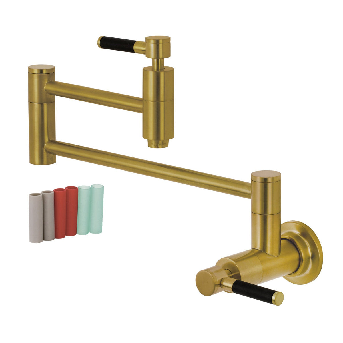 Kaiser Wall Mount Pot Filler Faucet in Brushed Brass