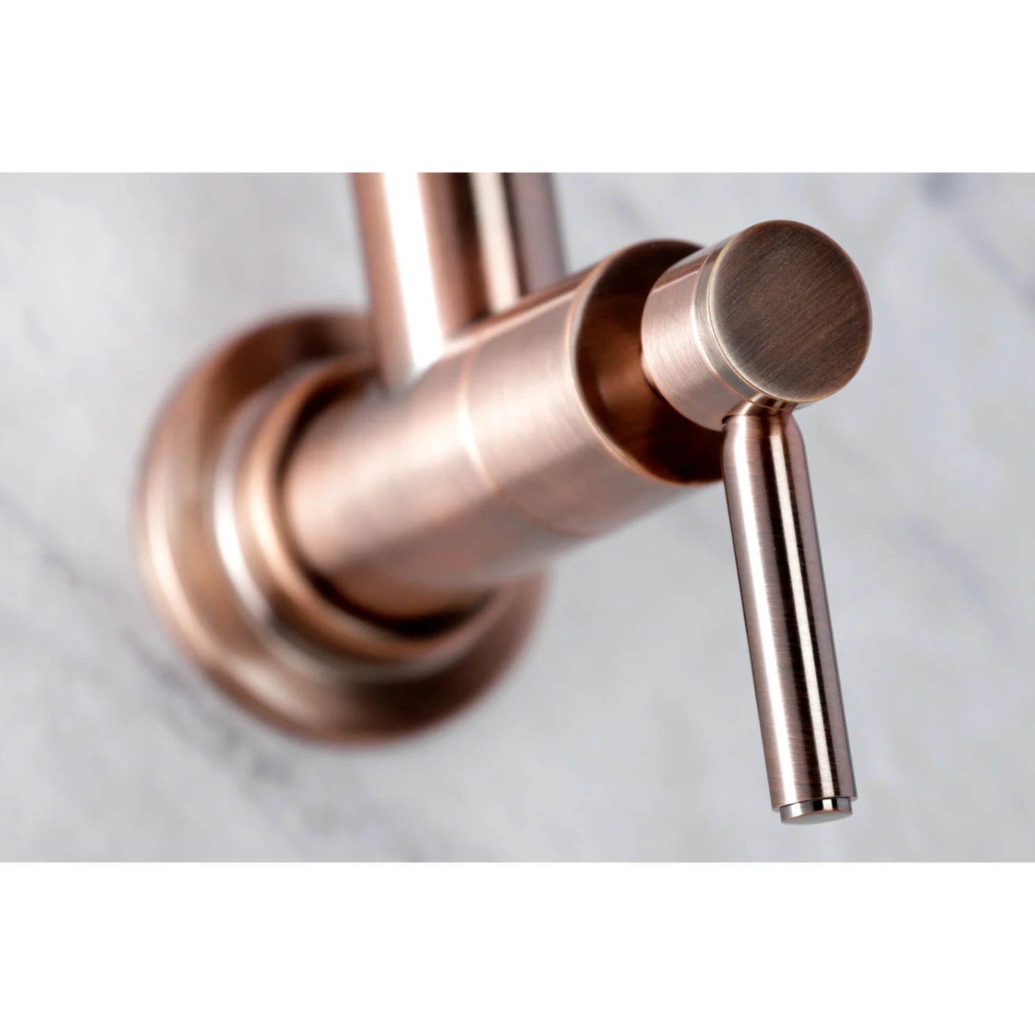 Antique copper pot filler faucet spout with round outlet and side handle