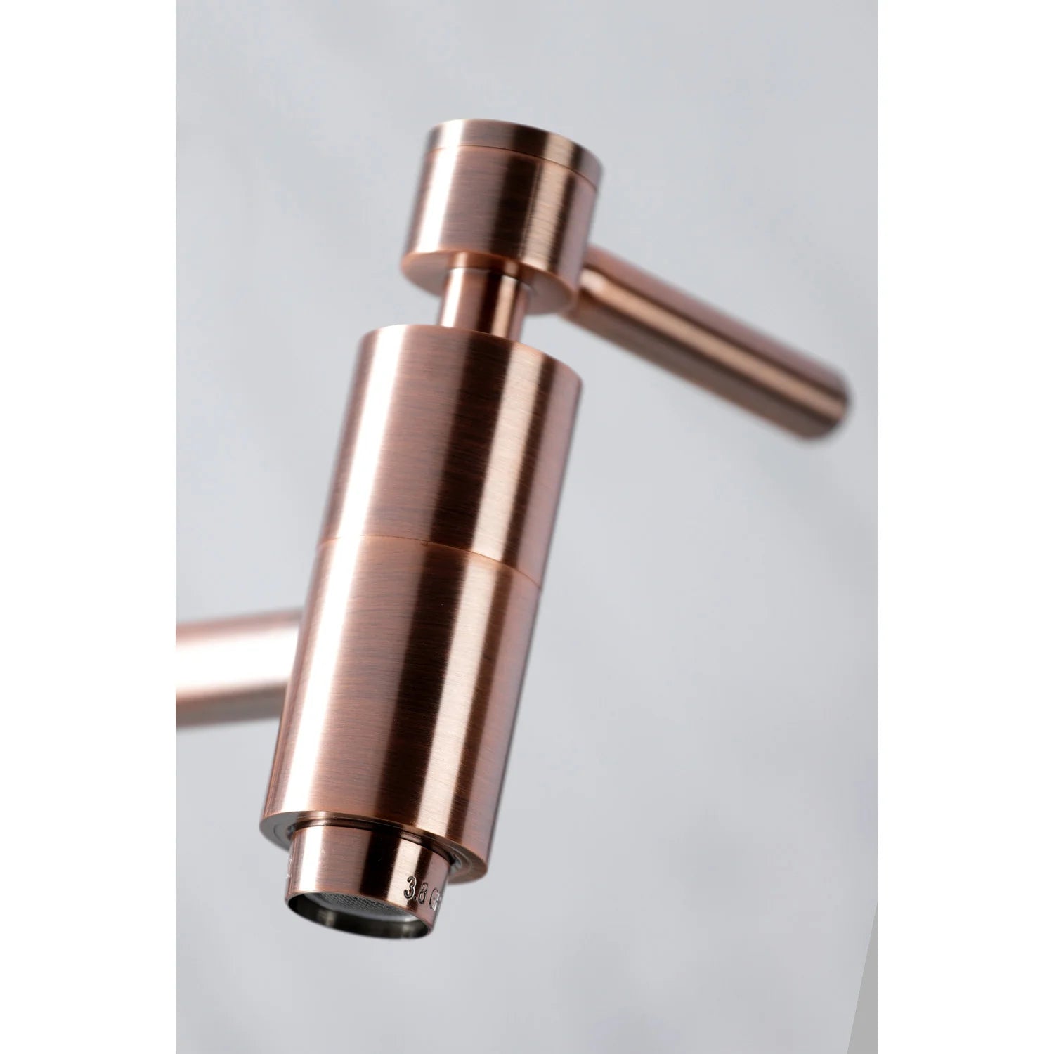 Antique copper pot filler faucet spout and cylindrical control housing