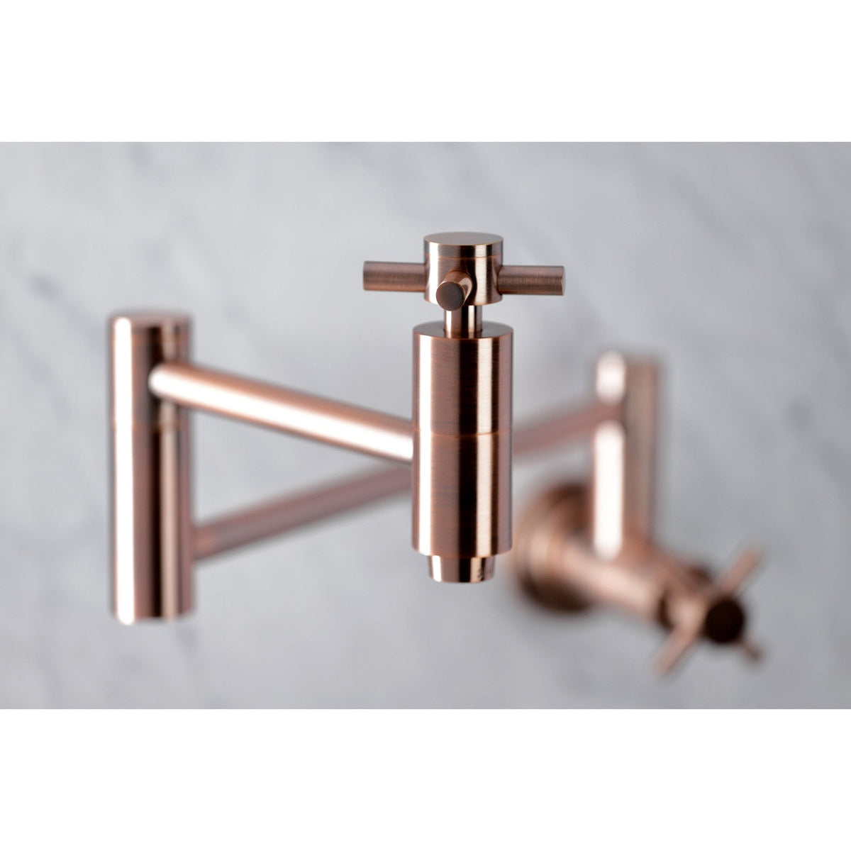 Concord Wall Mount Pot Filler Faucet in Antique Copper