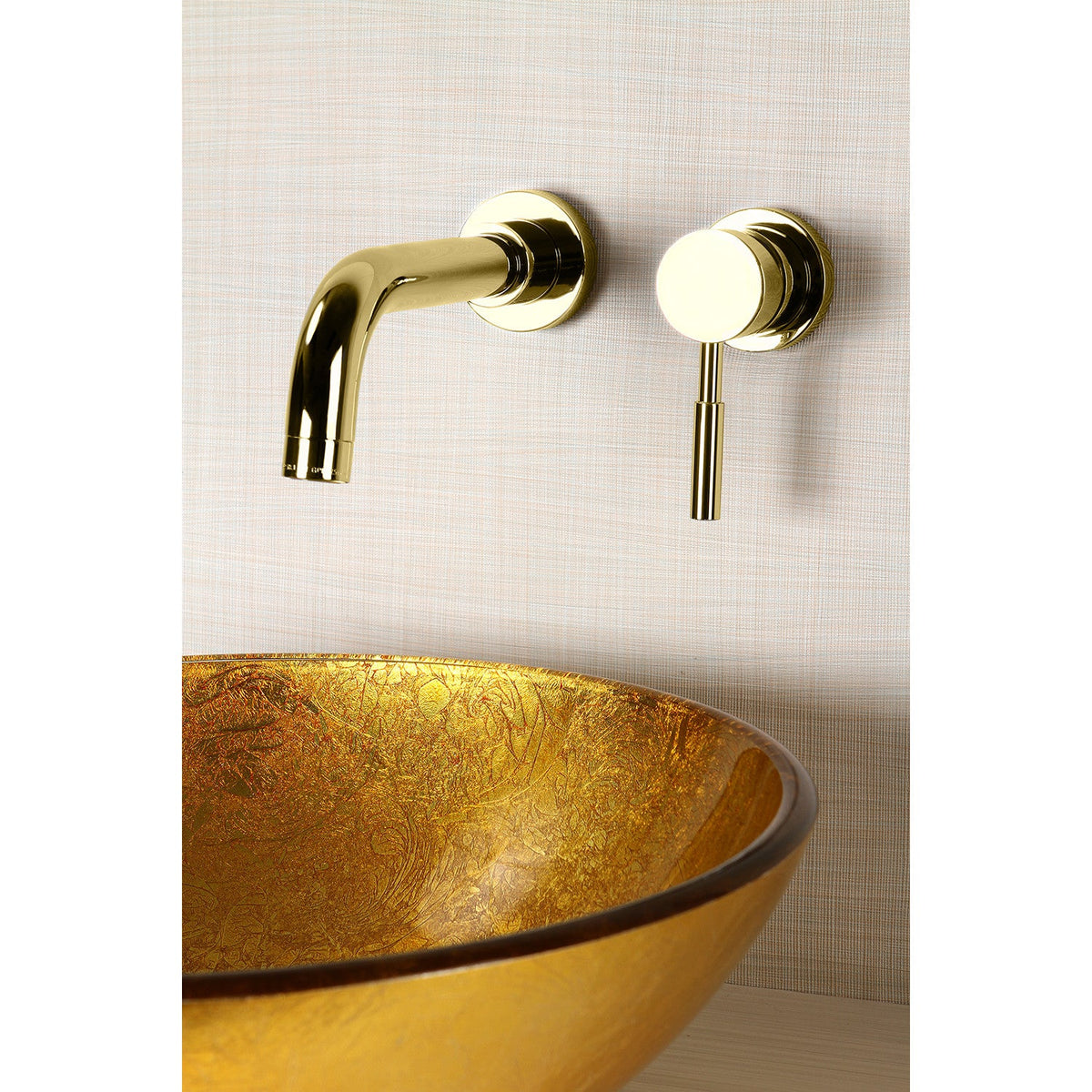 Concord Single-Handle Wall Mount Bathroom Faucet in Polished Brass