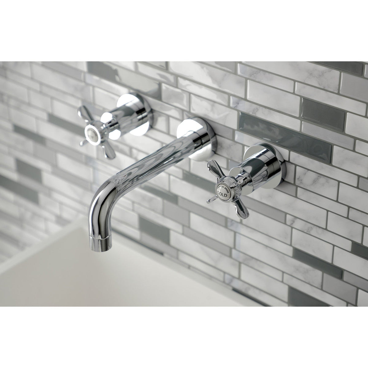 Essex Double-Handle Wall Mount Bathroom Faucet in Polished Chrome