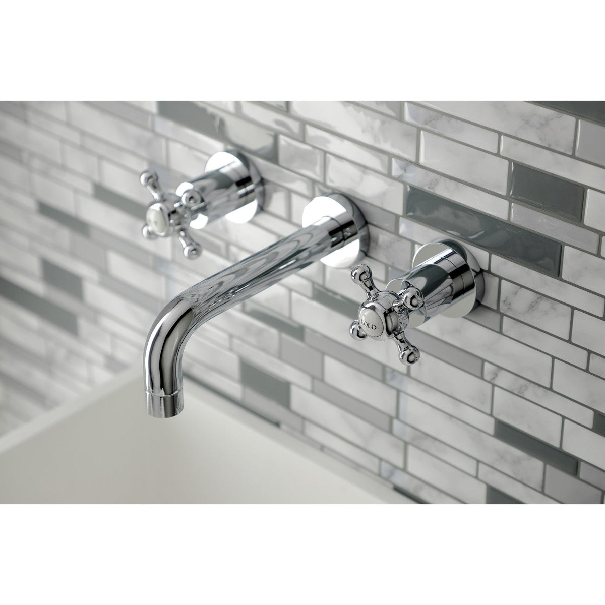 Metropolitan Double-Handle Wall Mount Bathroom Faucet in Polished Chrome