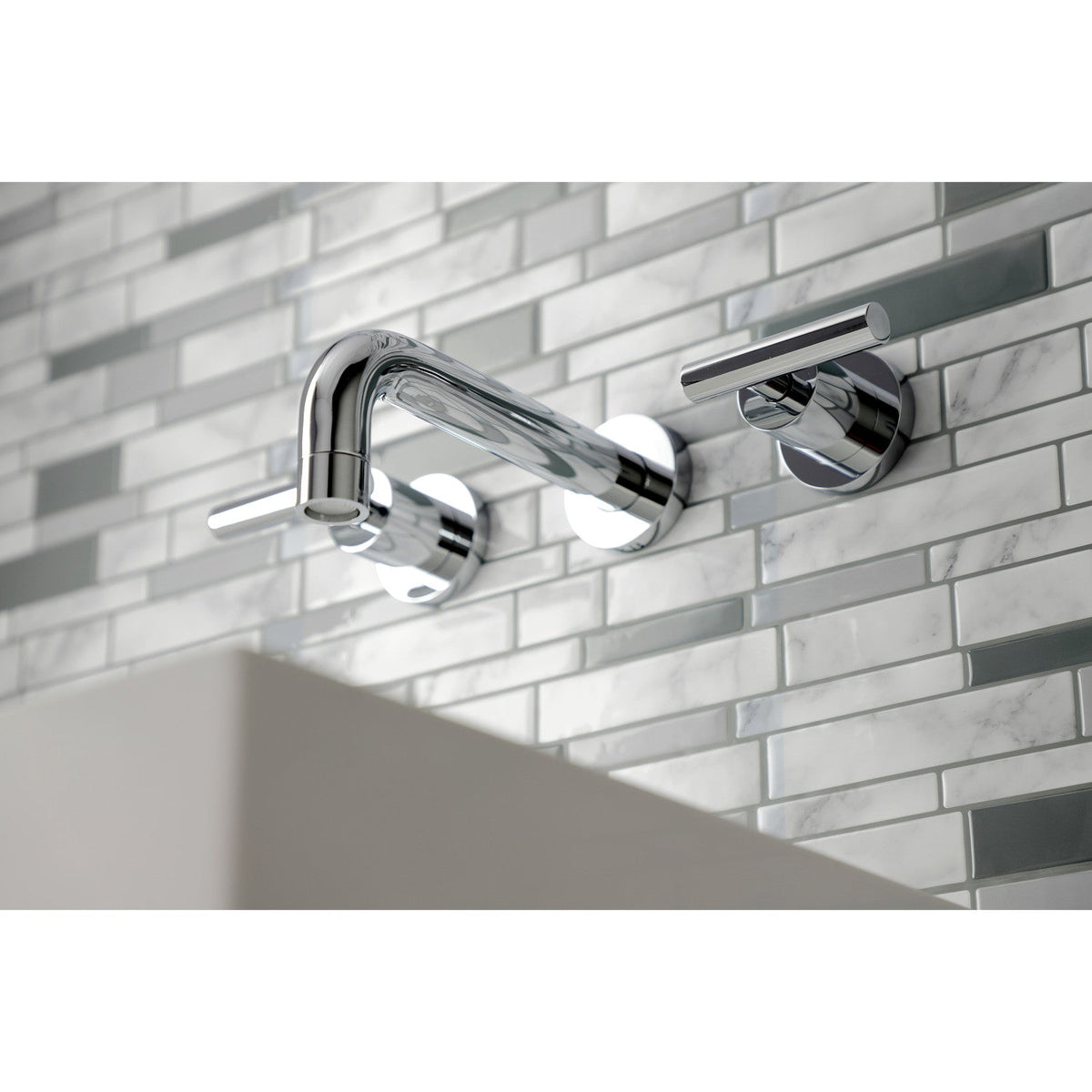 Manhattan Double-Handle Wall Mount Bathroom Faucet in Polished Chrome