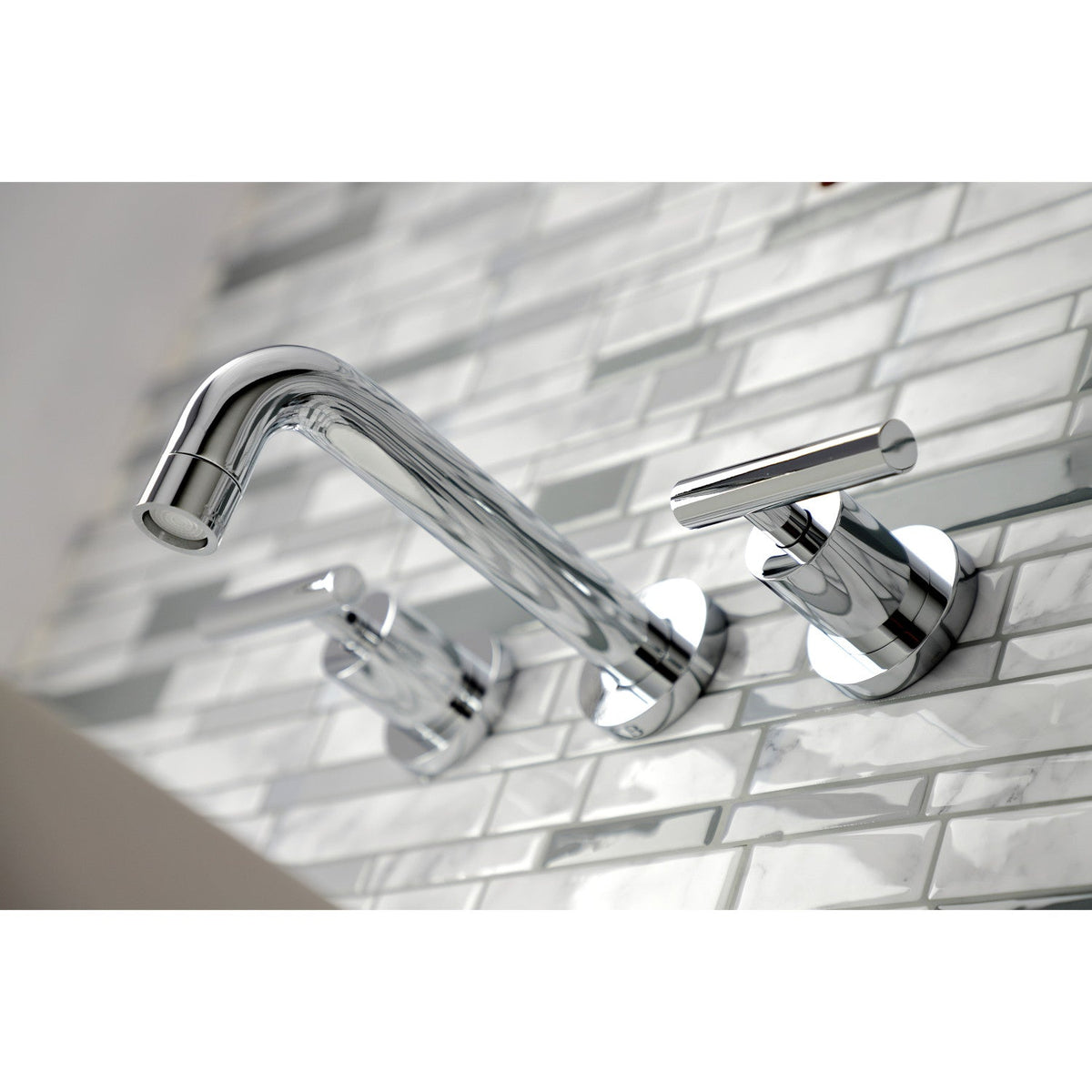 Manhattan Double-Handle Wall Mount Bathroom Faucet in Polished Chrome