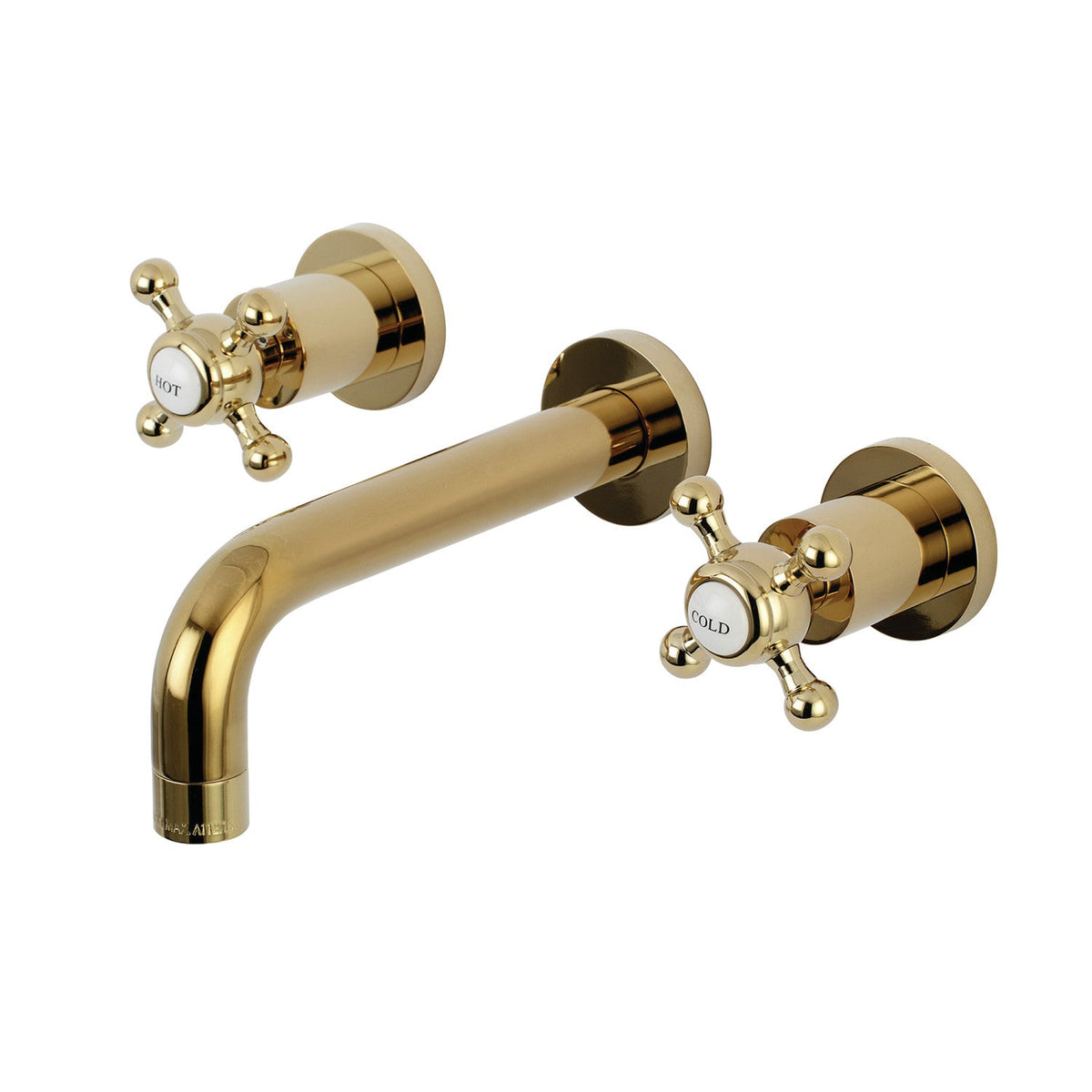 Metropolitan Double-Handle Wall Mount Bathroom Faucet in Polished Brass