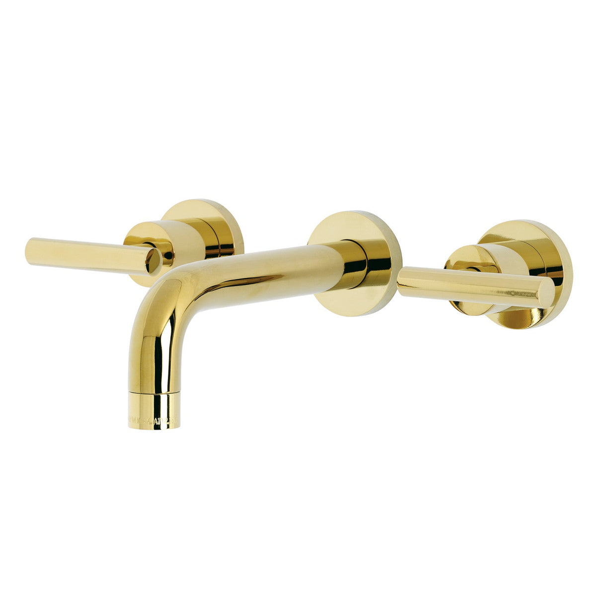 Manhattan Double-Handle Wall Mount Bathroom Faucet in Polished Brass