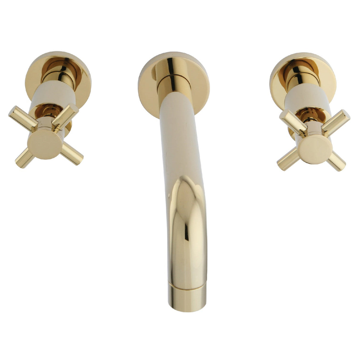 Concord Double-Handle Wall Mount Bathroom Faucet in Polished Brass