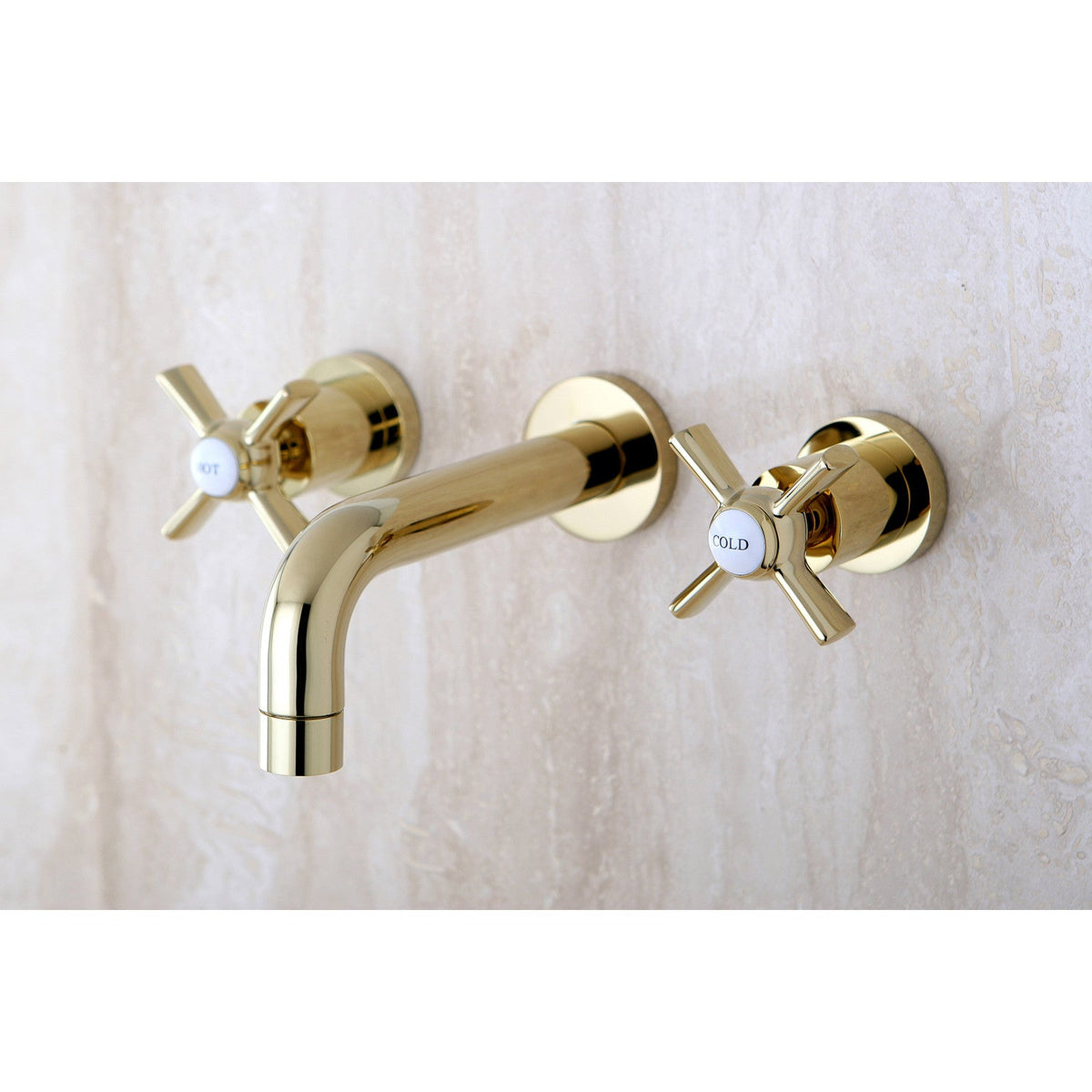 Millennium Double-Handle Wall Mount Bathroom Faucet in Polished Brass