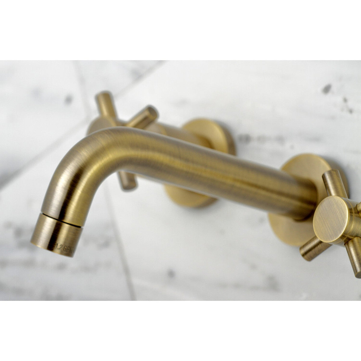 Concord Double-Handle Wall Mount Bathroom Faucet in Antique Brass
