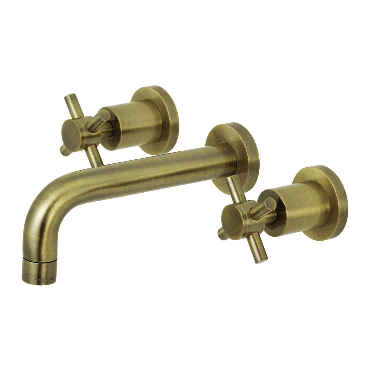Concord Double-Handle Wall Mount Bathroom Faucet in Antique Brass