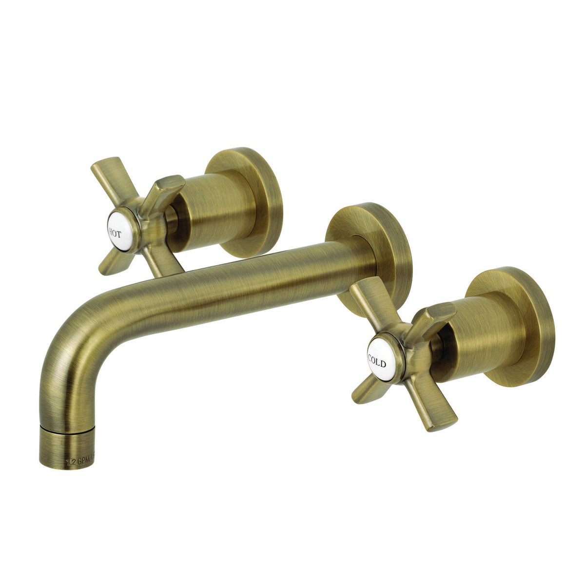 Millennium Double-Handle Wall Mount Bathroom Faucet in Antique Brass