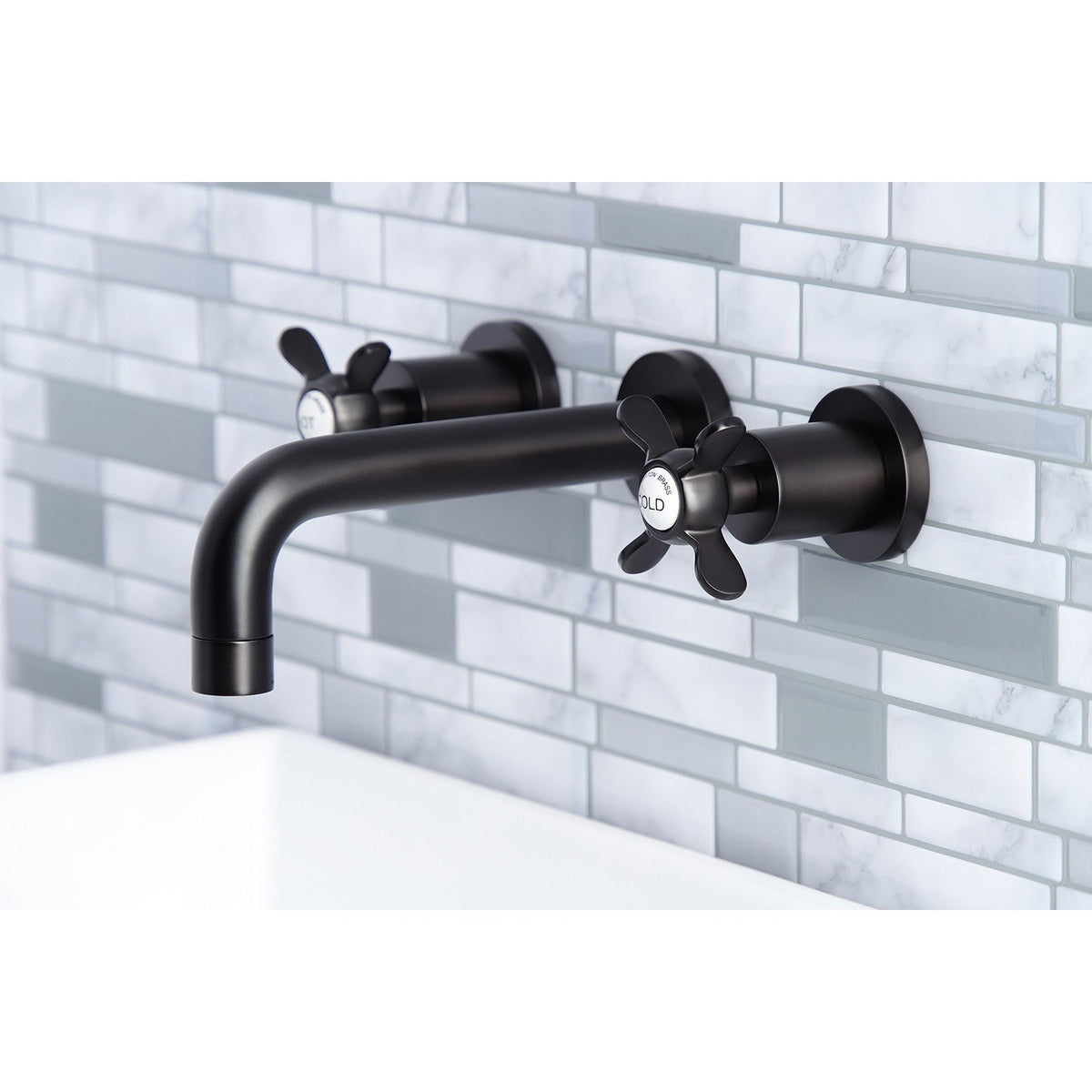 Essex Double-Handle Wall Mount Bathroom Faucet in Oil Rubbed Bronze