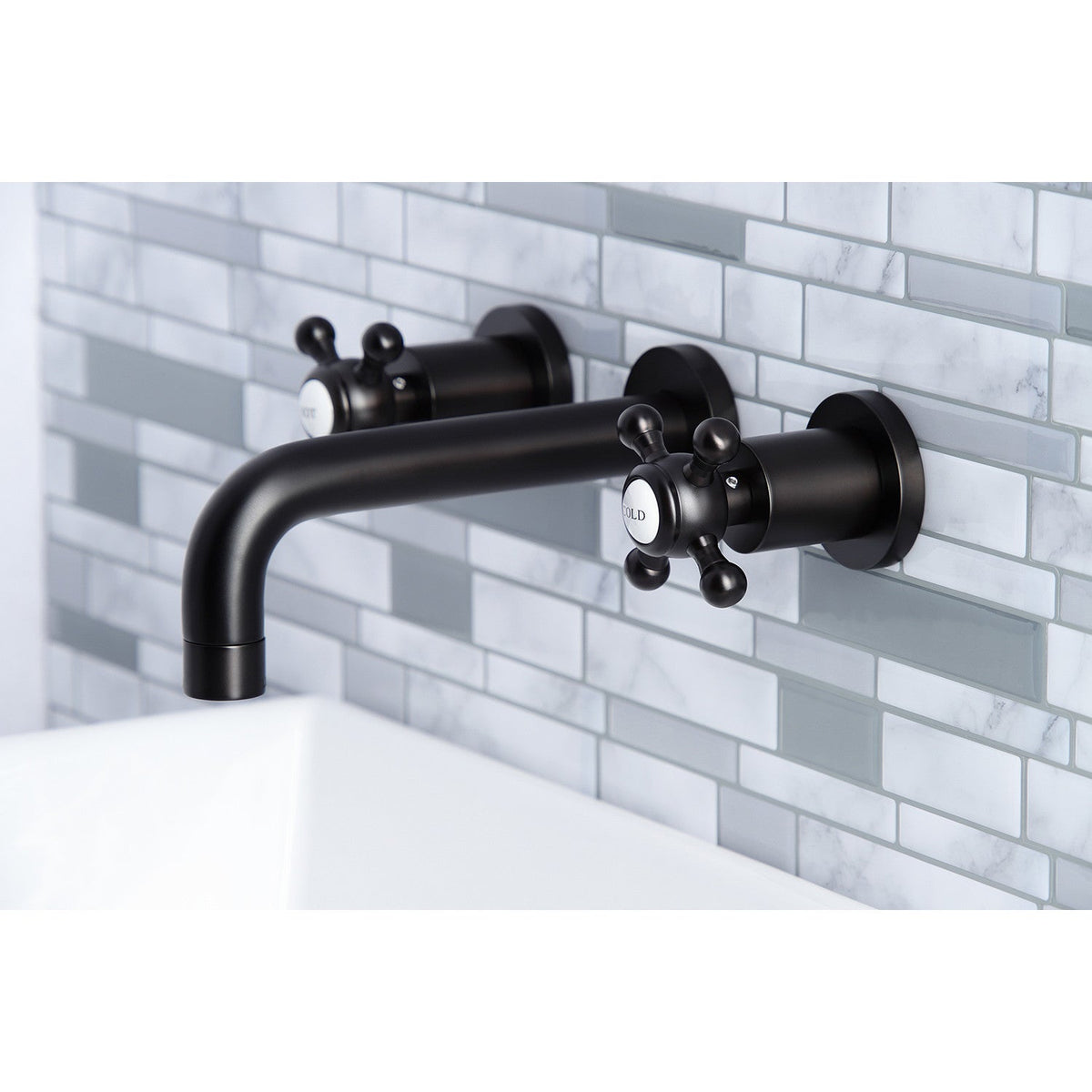 Metropolitan Double-Handle Wall Mount Bathroom Faucet in Oil Rubbed Bronze