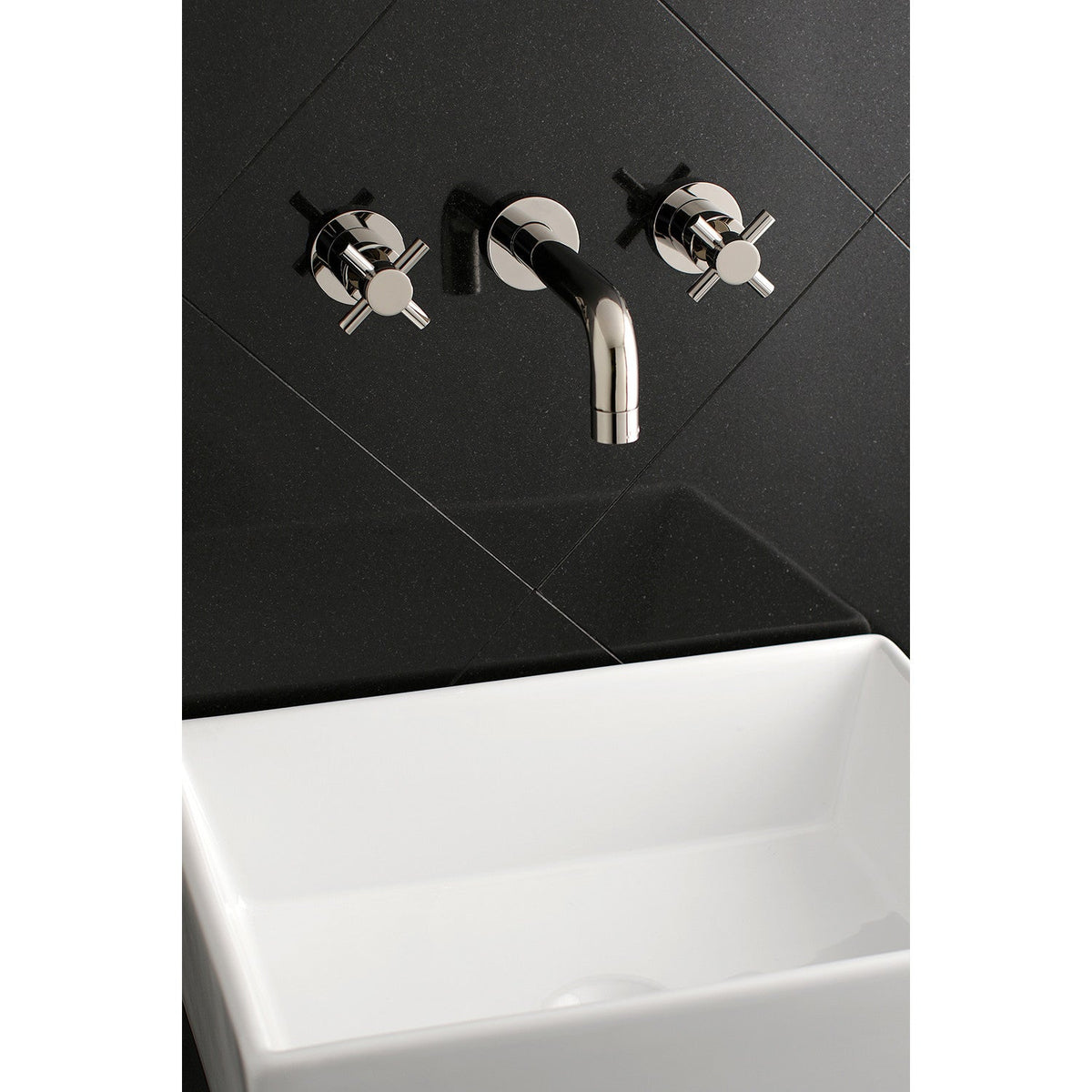 Concord Double-Handle Wall Mount Bathroom Faucet in Polished Nickel