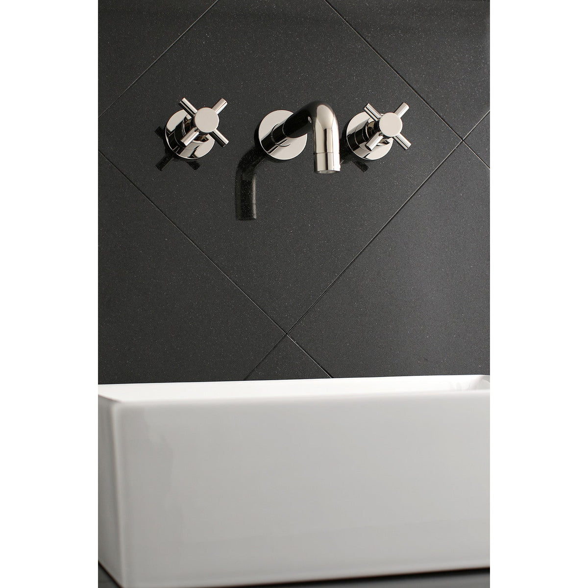 Concord Double-Handle Wall Mount Bathroom Faucet in Polished Nickel