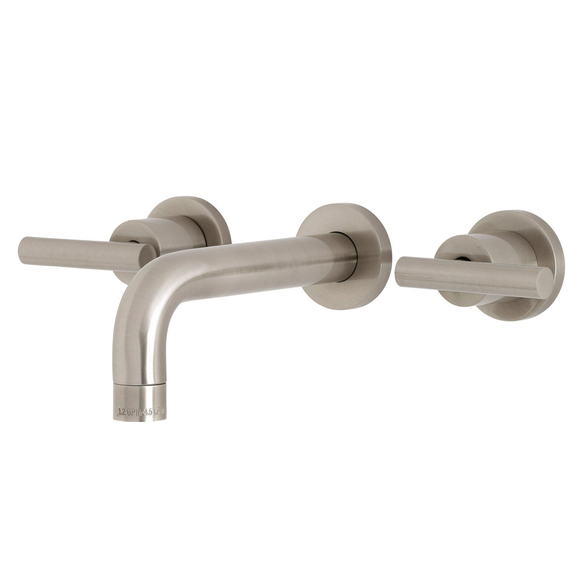 Manhattan Double-Handle Wall Mount Bathroom Faucet in Brushed Nickel