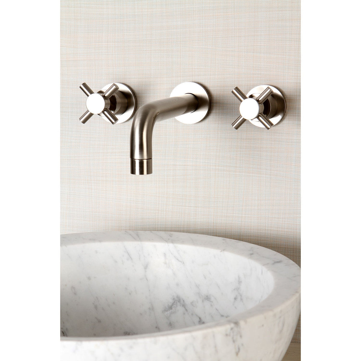 Concord Double-Handle Wall Mount Bathroom Faucet in Brushed Nickel