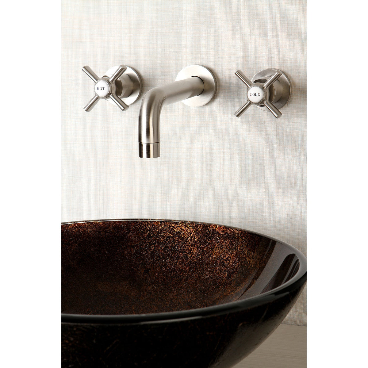 Millennium Double-Handle Wall Mount Bathroom Faucet in Brushed Nickel