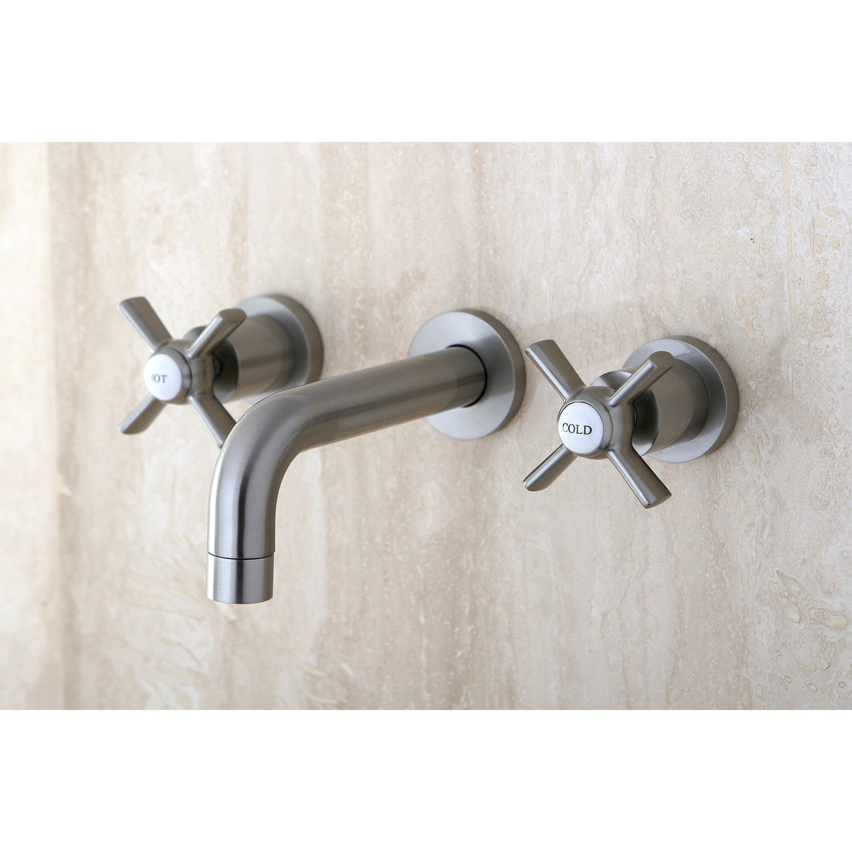 Millennium Double-Handle Wall Mount Bathroom Faucet in Brushed Nickel