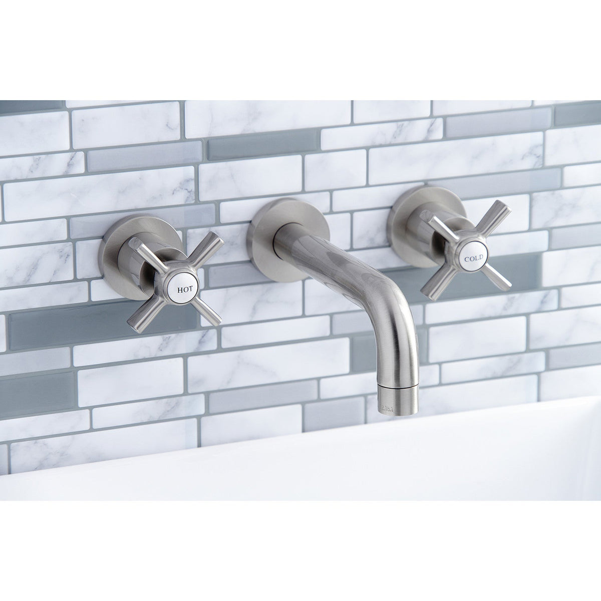 Millennium Double-Handle Wall Mount Bathroom Faucet in Brushed Nickel