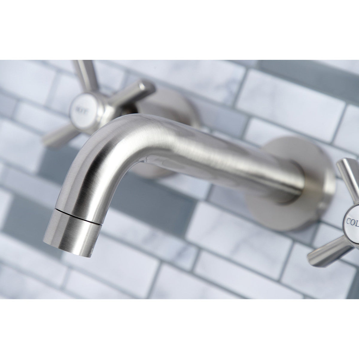 Millennium Double-Handle Wall Mount Bathroom Faucet in Brushed Nickel