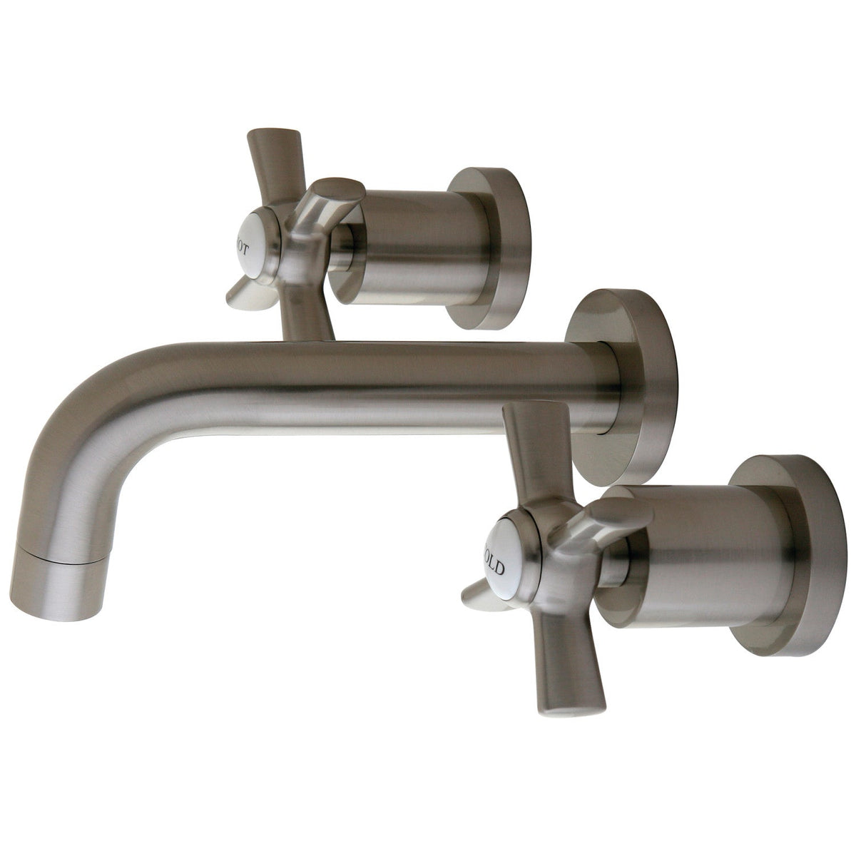 Millennium Double-Handle Wall Mount Bathroom Faucet in Brushed Nickel