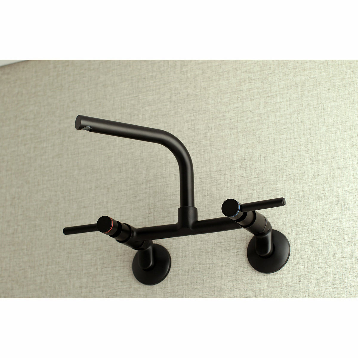 Concord Double-Handle Wall-Mount Bridge Kitchen Faucet in Matte Black