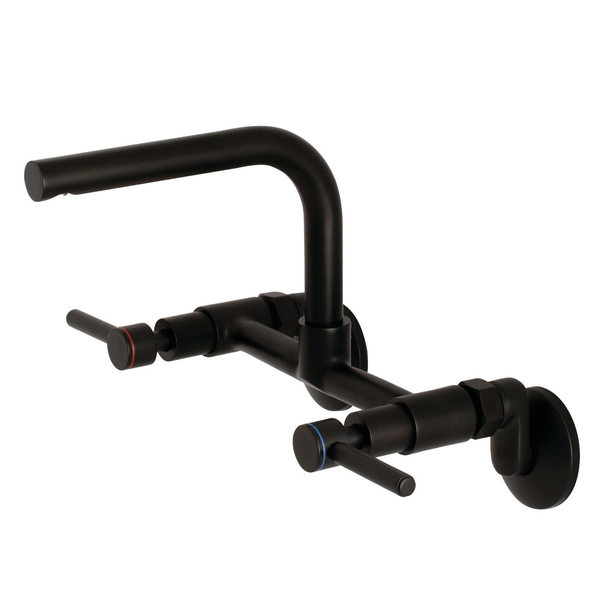 Concord Double-Handle Wall-Mount Bridge Kitchen Faucet in Matte Black