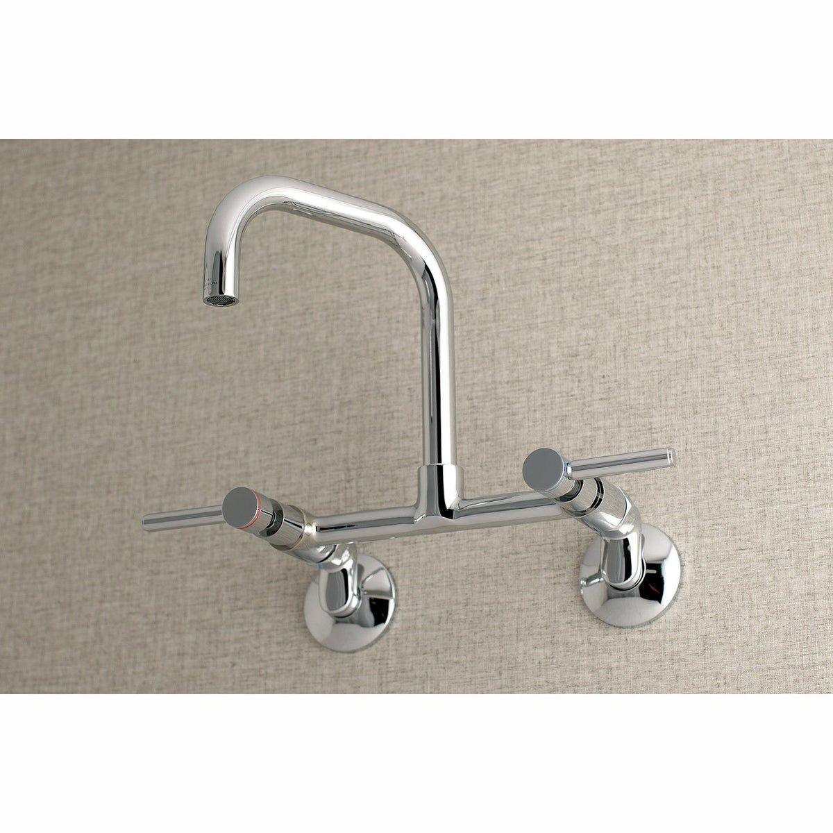 Concord Double-Handle Wall-Mount Bridge Kitchen Faucet in Polished Chrome