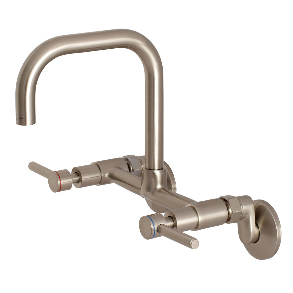 Concord Double-Handle Wall-Mount Bridge Kitchen Faucet in Brushed Nickel