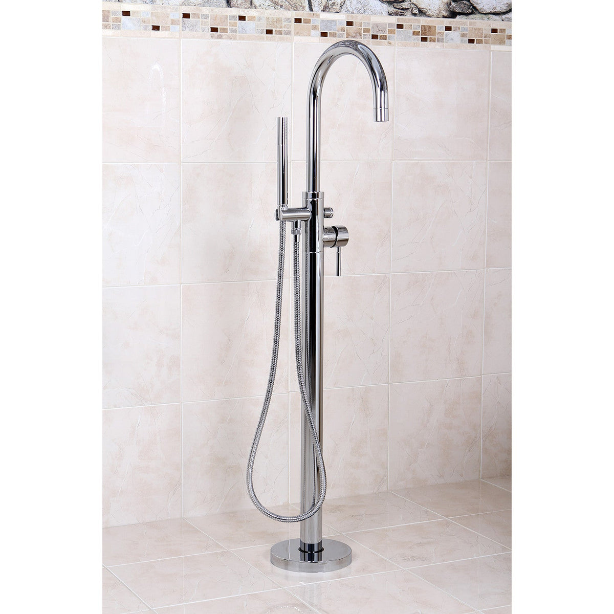 Concord Freestanding Tub Faucet with Hand Shower in Polished Chrome