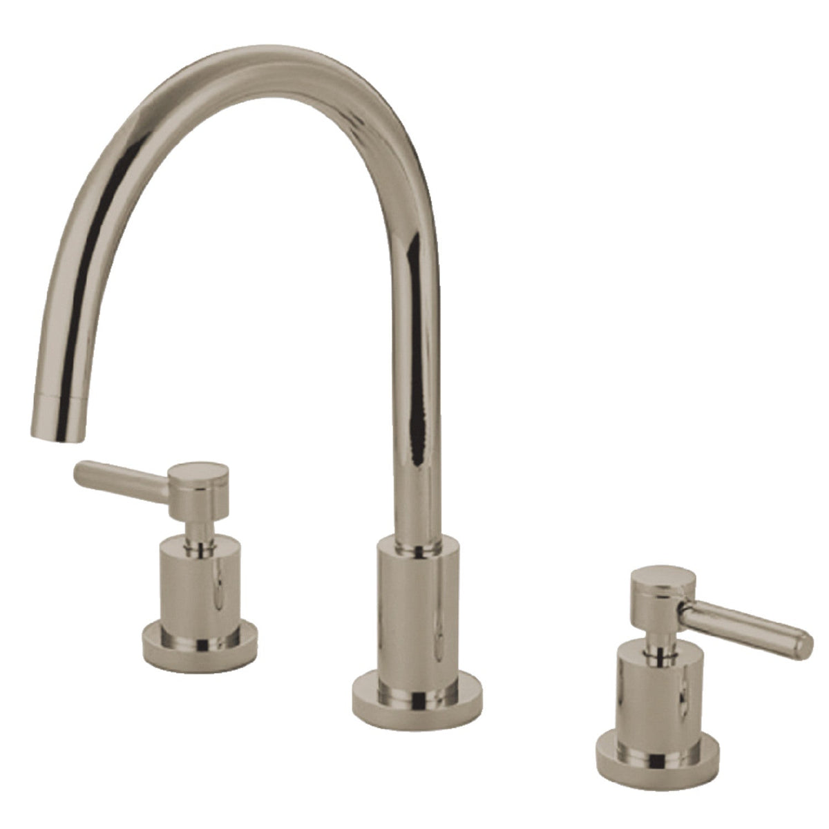 Concord Double-Handle Widespread Kitchen Faucet in Polished Nickel