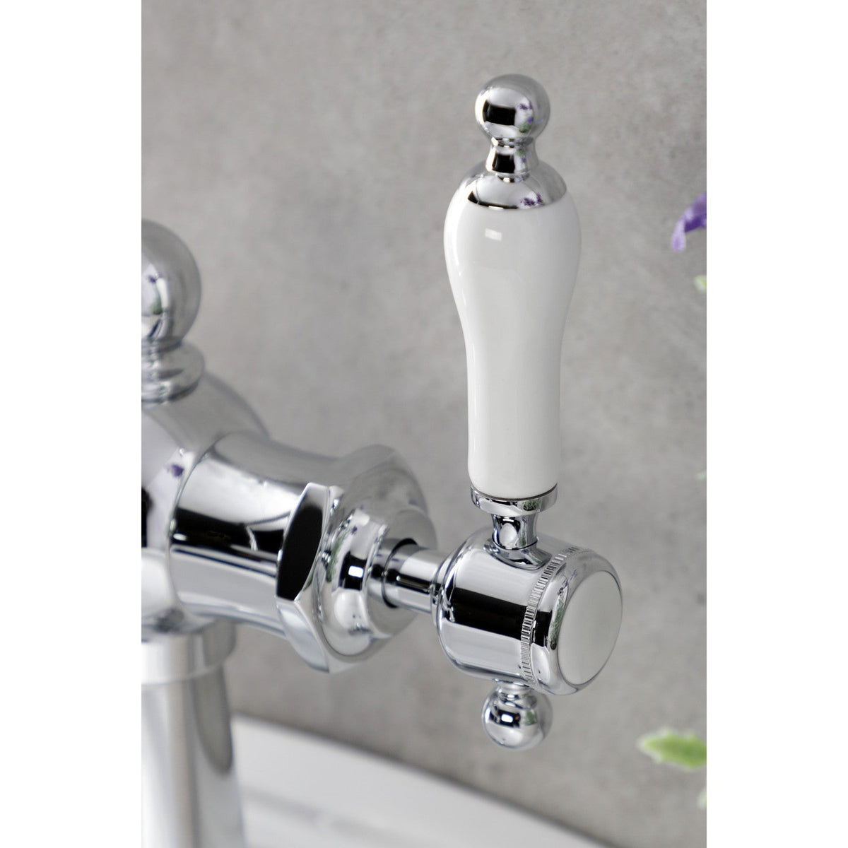 Nautical One-Handle Single-Hole Bathroom Faucet with Deck Plate and Push Pop-Up Drain in Polished Chrome