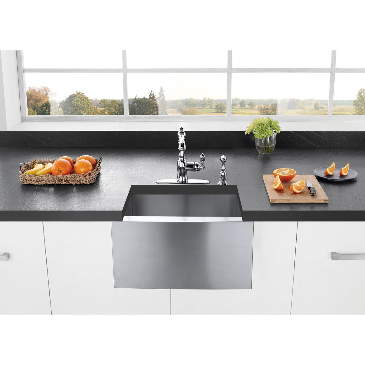 Gourmetier Apron Front Farmhouse Single Bowl Kitchen Sink in Brushed Stainless Steel