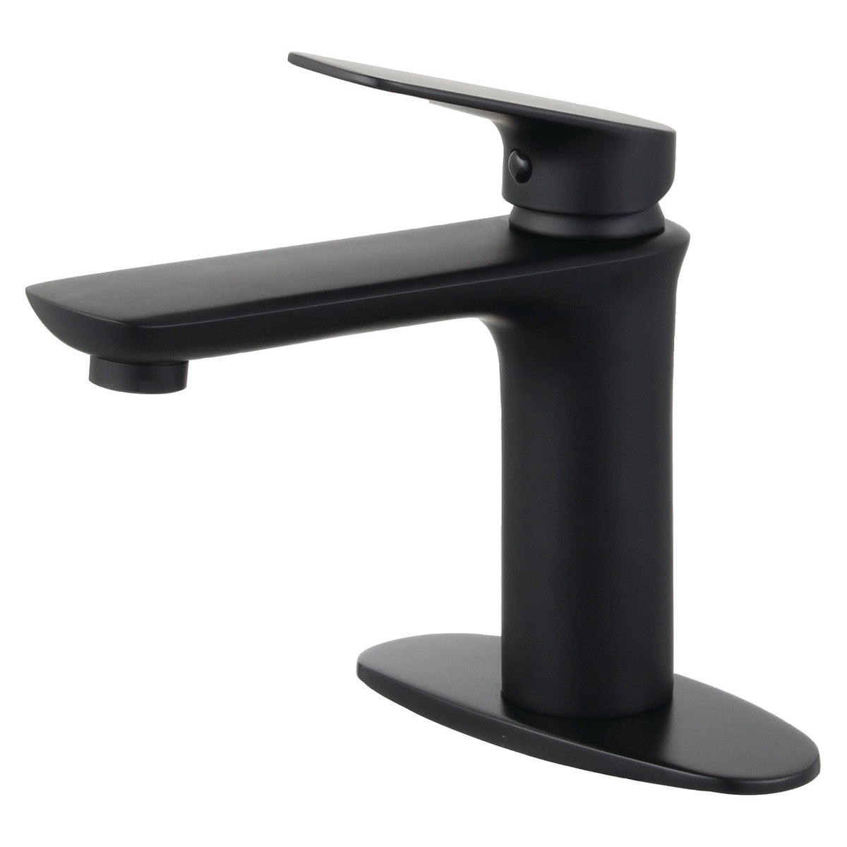 Frankfurt One-Handle Single-Hole Bathroom Faucet with Deck Plate and Push Pop-Up Drain in Matte Black