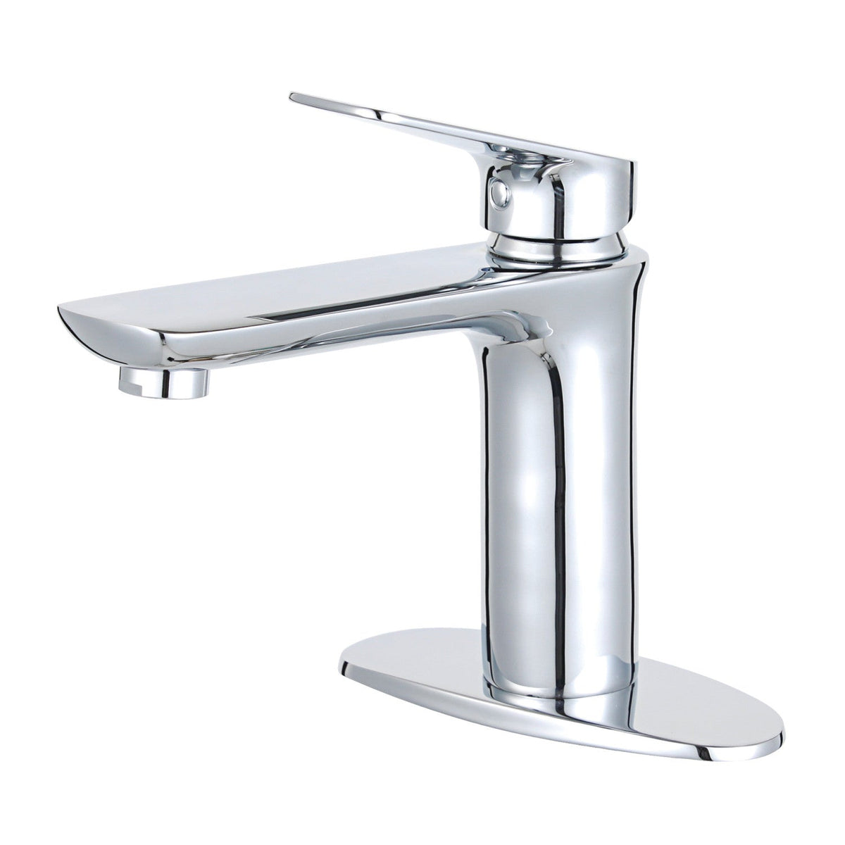 Frankfurt One-Handle Single-Hole Bathroom Faucet with Deck Plate and Push Pop-Up Drain in Polished Chrome