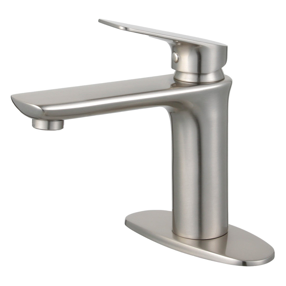 Frankfurt One-Handle Single-Hole Bathroom Faucet with Deck Plate and Push Pop-Up Drain in Brushed Nickel