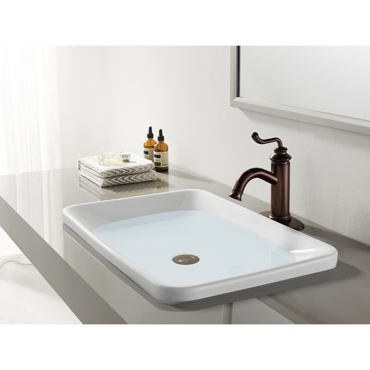 Royale One-Handle Single-Hole Bathroom Faucet with Deck Plate and Push Pop-Up Drain in Oil Rubbed Bronze