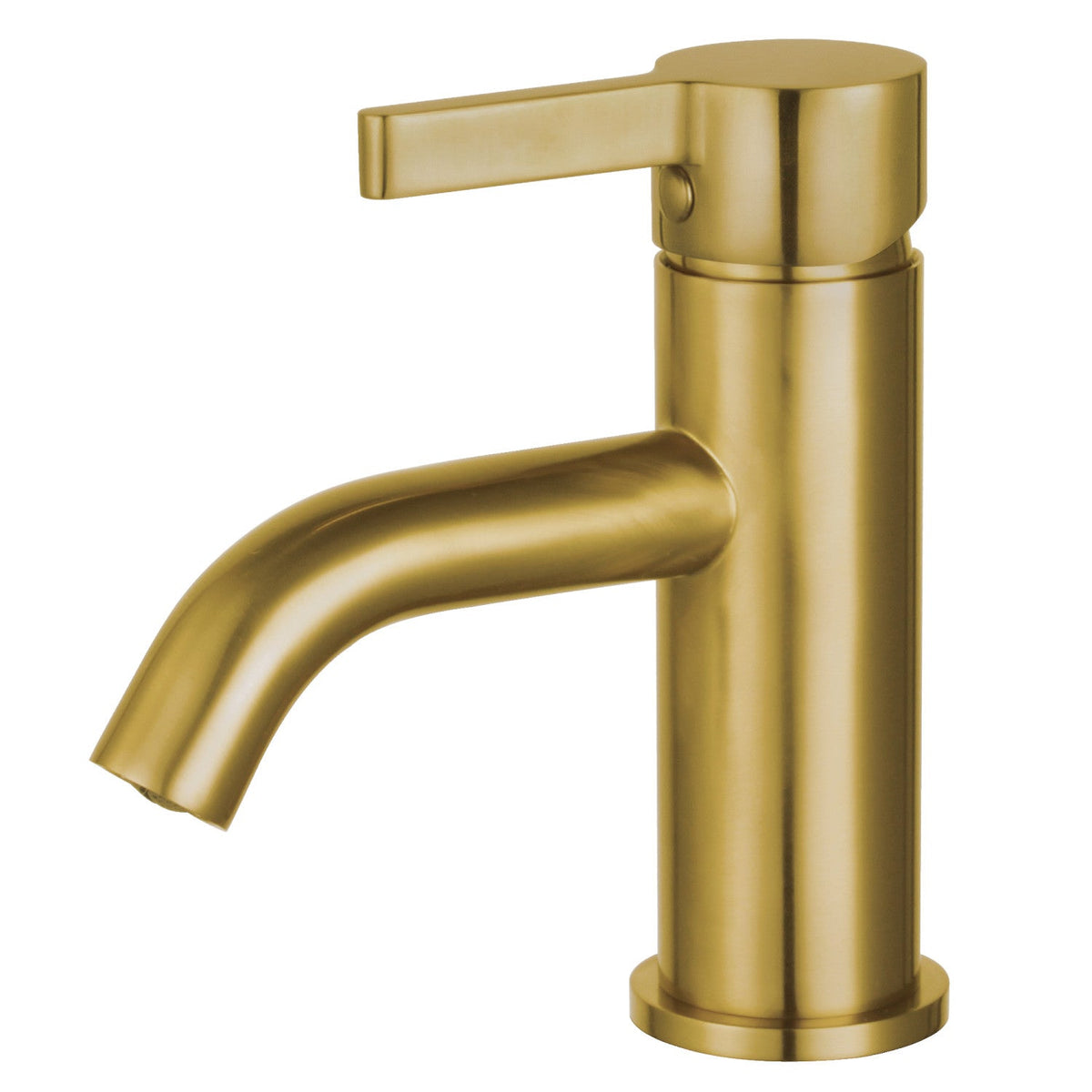 Continental One-Handle Single-Hole Bathroom Faucet with Push Pop-Up Drain in Brushed Brass