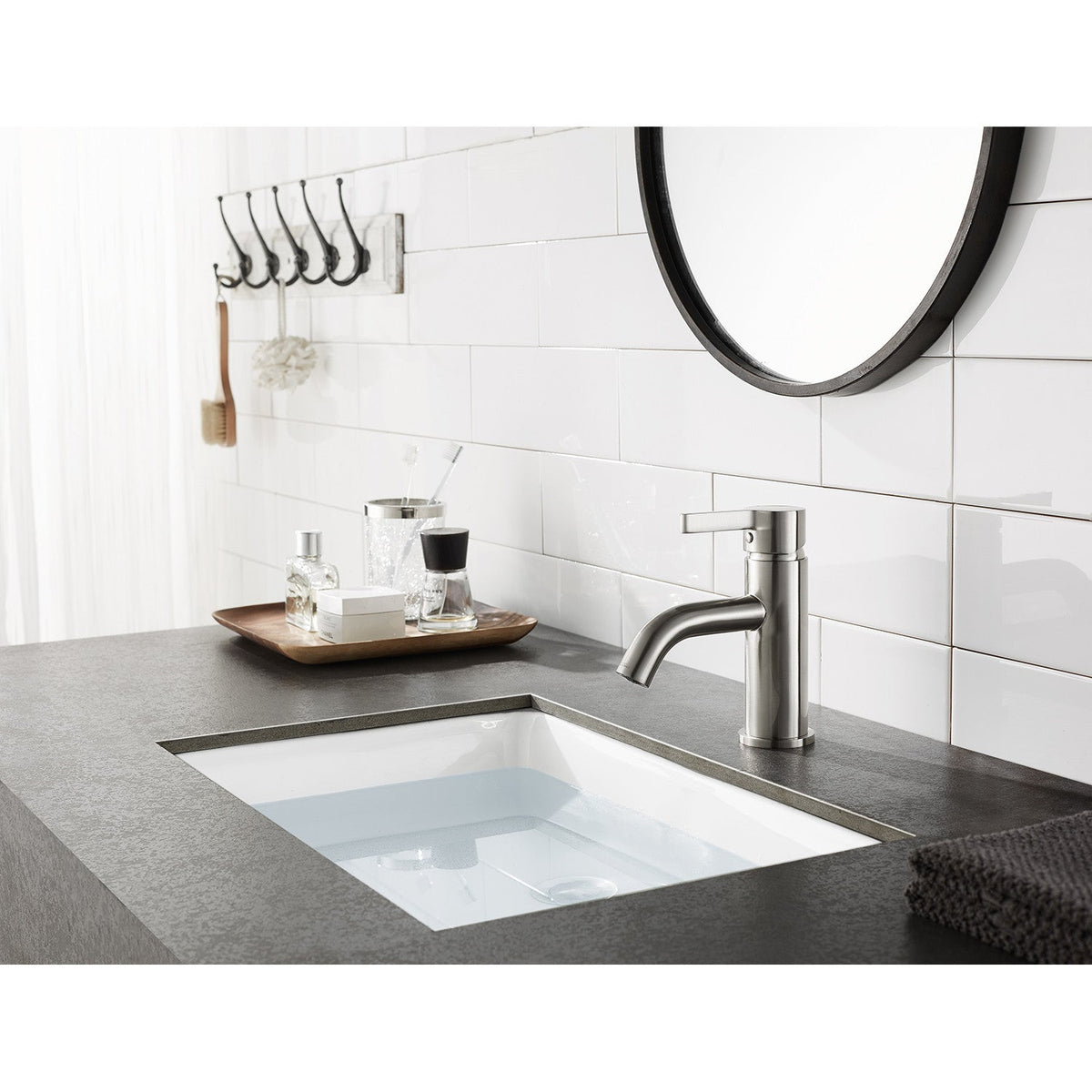Continental One-Handle Single-Hole Bathroom Faucet with Push Pop-Up Drain in Brushed Nickel