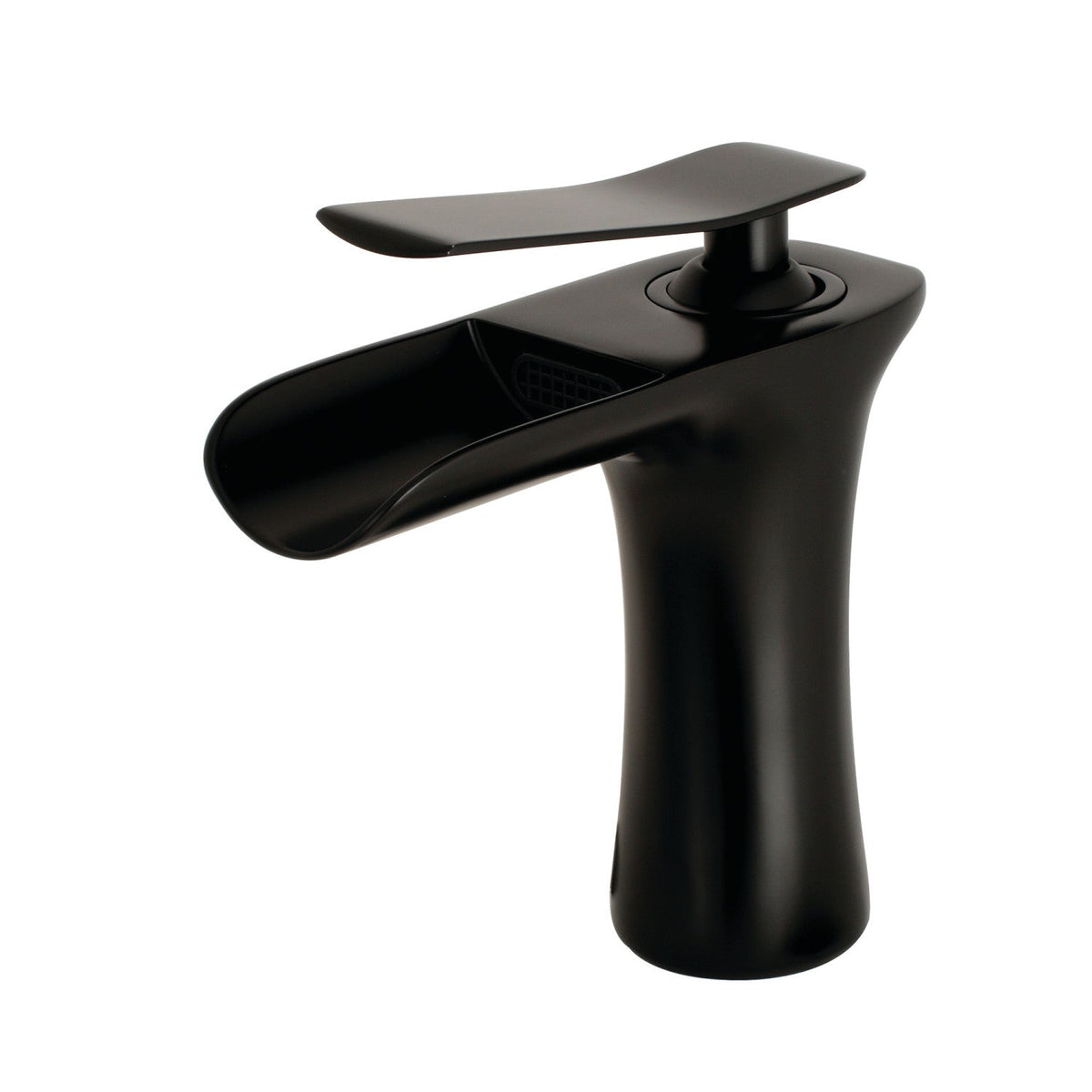 Executive One-Handle Single-Hole Bathroom Faucet with Push Pop-Up Drain in Matte Black
