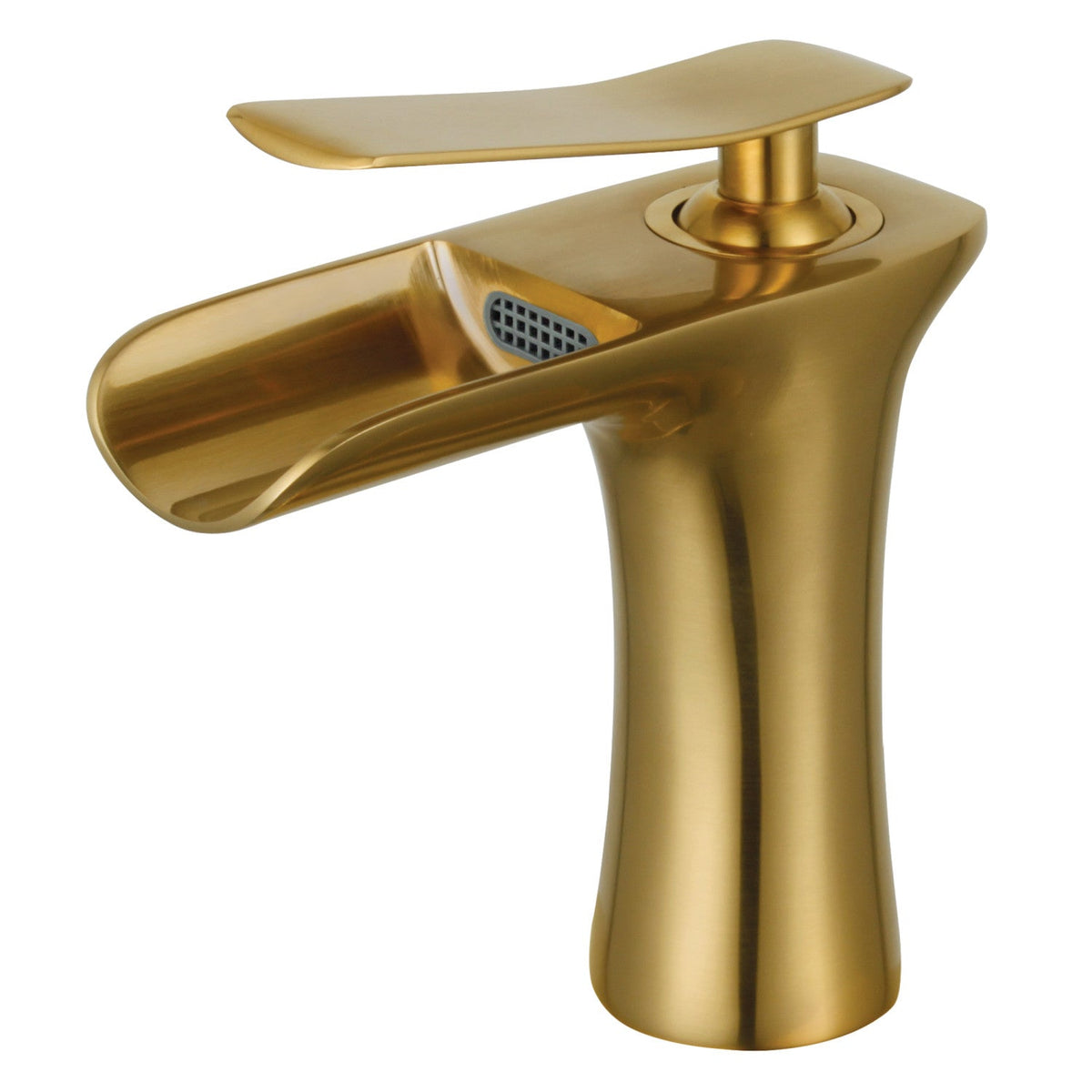 Executive One-Handle Single-Hole Bathroom Faucet with Push Pop-Up Drain in Brushed Brass