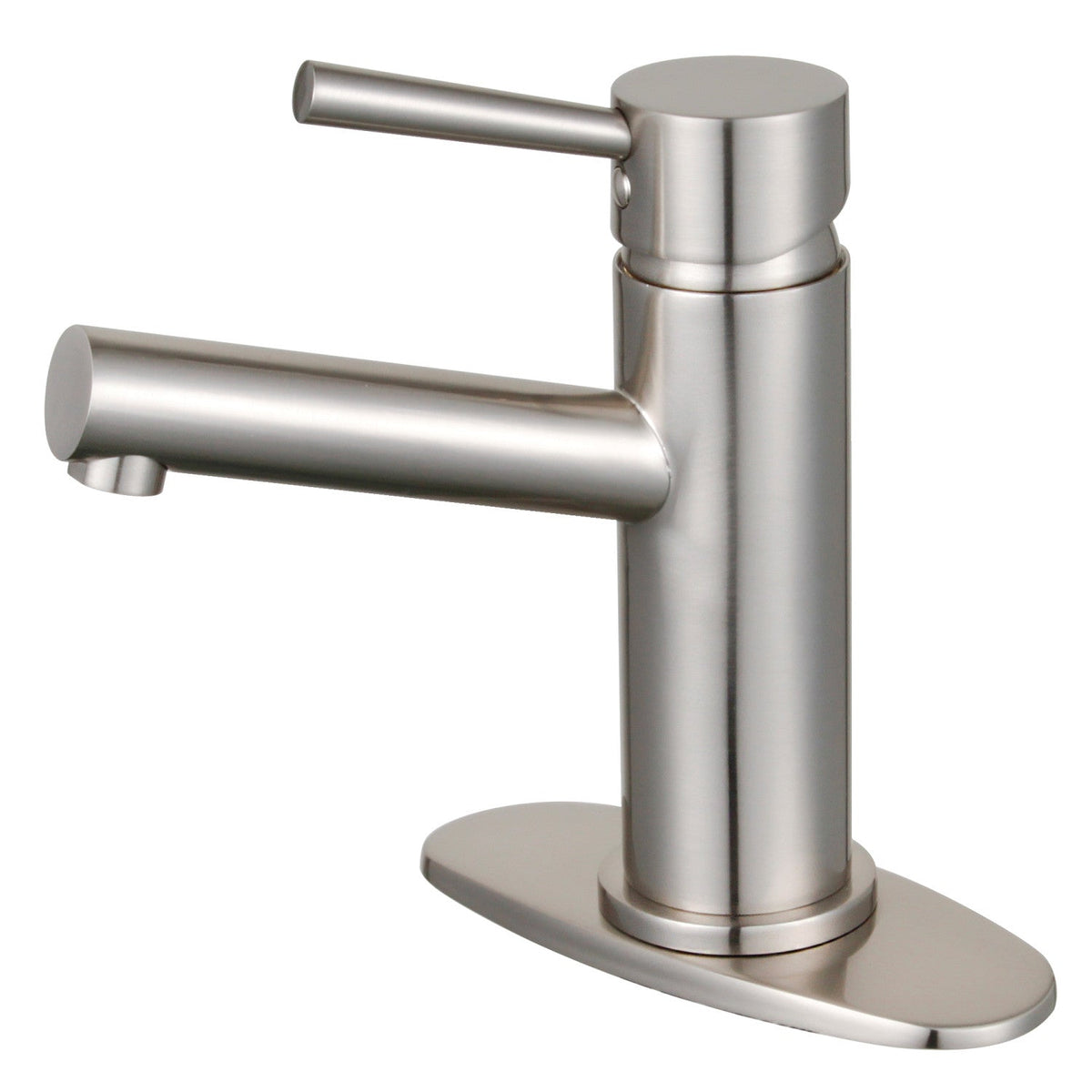 Concord One-Handle Single-Hole Bathroom Faucet with Deck Plate and Push Pop-Up Drain in Brushed Nickel